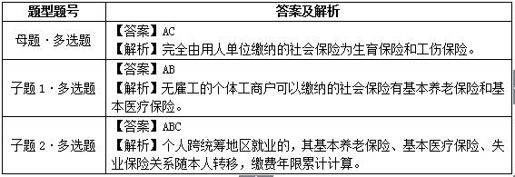 社会保险缴纳主体与跨地区转移后累计缴费年限的保险项目